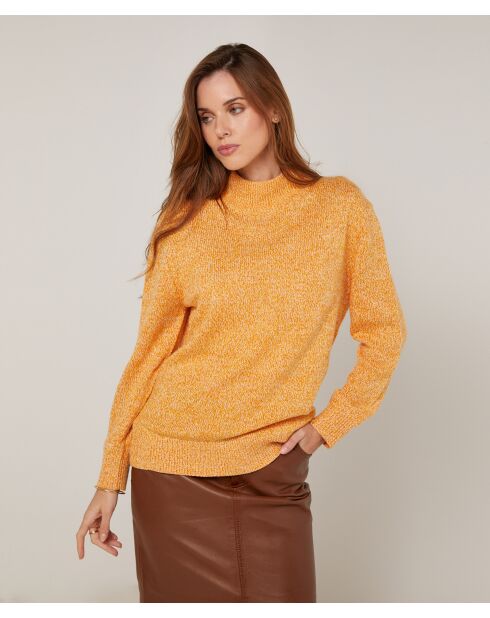 Pull chiné Guillemette col montant jaune