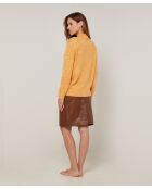 Pull chiné Guillemette col montant jaune