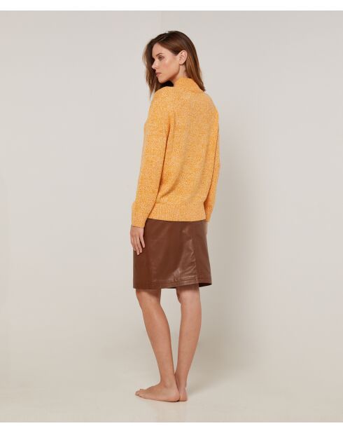 Pull chiné Guillemette col montant jaune