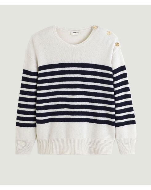 Pull Albane, mariniere, boutons rodier blanc
