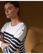 Pull Albane, mariniere, boutons rodier blanc