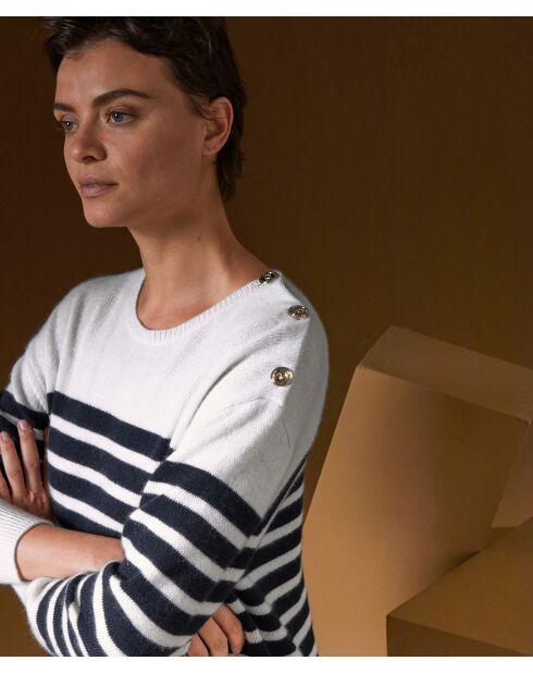 Pull Albane, mariniere, boutons rodier blanc