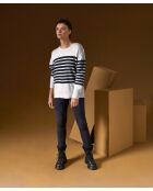 Pull Albane, mariniere, boutons rodier blanc