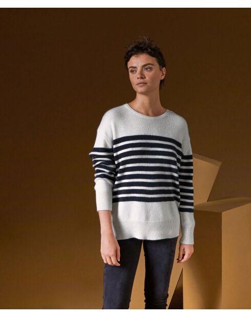 Pull Albane, mariniere, boutons rodier blanc