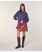 Pull Véra 100%  laine col bicolore violet