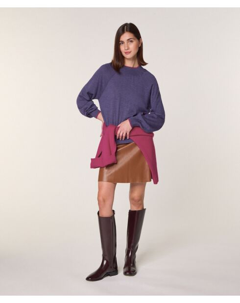 Pull Véra 100%  laine col bicolore violet
