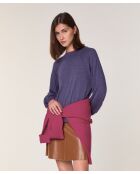 Pull Véra 100%  laine col bicolore violet