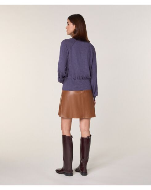 Pull Véra 100%  laine col bicolore violet