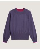 Pull Véra 100%  laine col bicolore violet