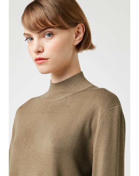 Pull Garance col montant marron camel