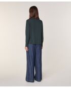 Pull Freyja 100% Laine chaine col V vert de gris