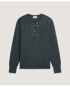 Pull Freyja 100% Laine chaine col V vert de gris