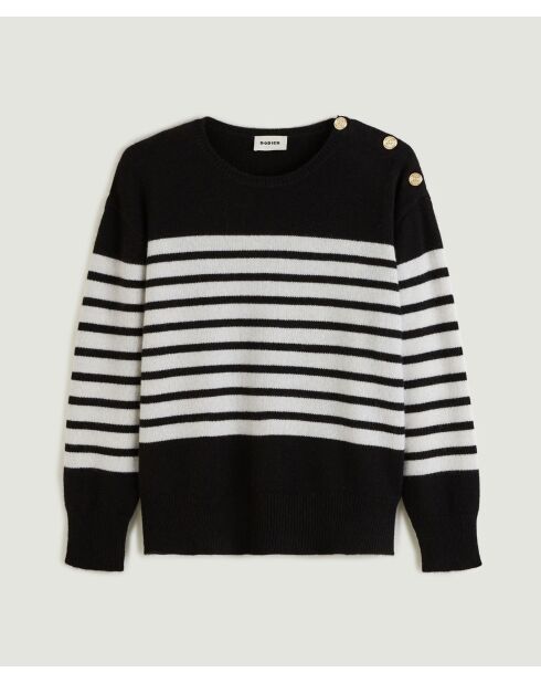 Pull Albane, mariniere, boutons rodier noir