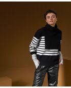 Pull Albane, mariniere, boutons rodier noir