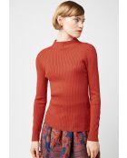 Pull, Abelle col montant ouvertures orange rouille