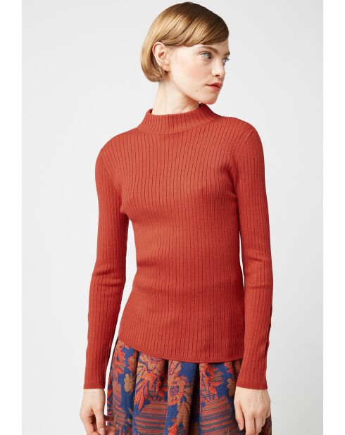 Pull, Abelle col montant ouvertures orange rouille