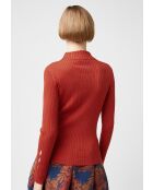 Pull, Abelle col montant ouvertures orange rouille