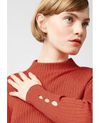 Pull, Abelle col montant ouvertures orange rouille