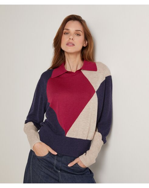 Pull Hughette en Laine mélangée rouge grenat