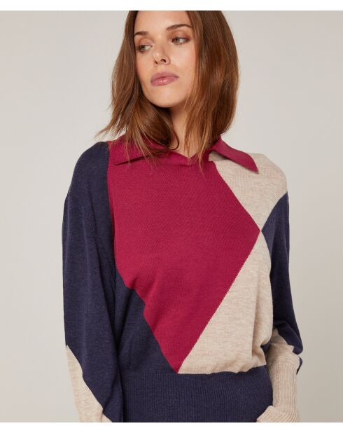 Pull Hughette en Laine mélangée rouge grenat
