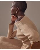 Pull Ezia, col bateau côtelé marron moka