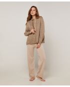 Pull Saadiya à capuche chiné marron