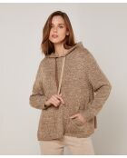 Pull Saadiya à capuche chiné marron