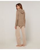 Pull Saadiya à capuche chiné marron