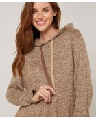 Pull Saadiya à capuche chiné marron
