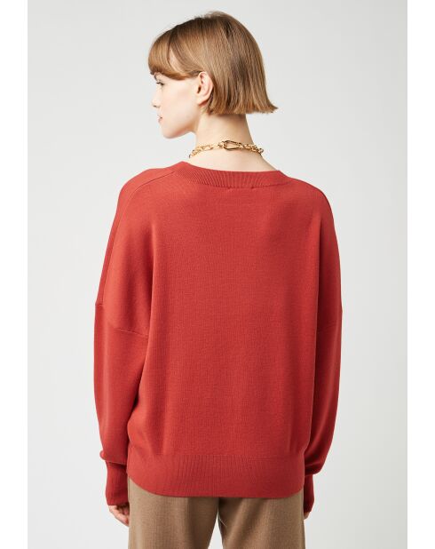 Pull Emmeline col rond orange rouille