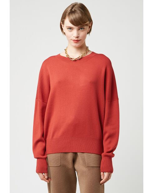 Pull Emmeline col rond orange rouille