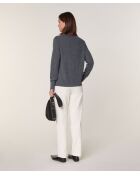 Pull Adija 100% Laine chaine col V gris foncé