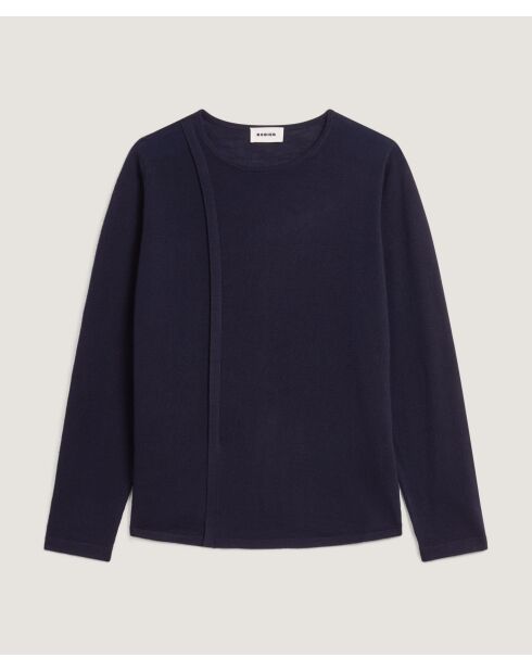 Pull Gertrude 100% laine col rond bleu marine