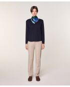 Pull Gertrude 100% laine col rond bleu marine