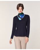 Pull Gertrude 100% laine col rond bleu marine