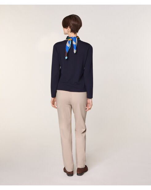 Pull Gertrude 100% laine col rond bleu marine