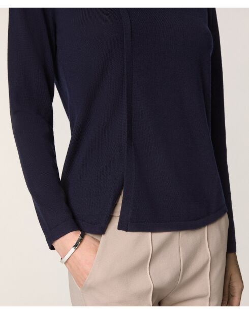Pull Gertrude 100% laine col rond bleu marine