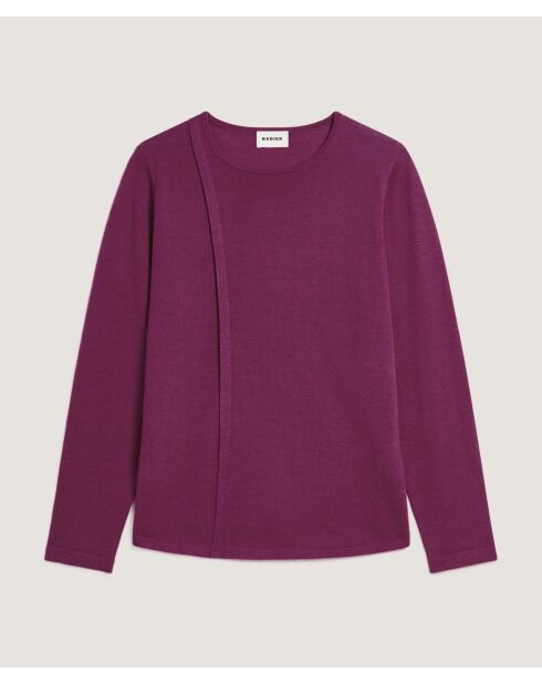 Pull Frieda 100% laine col rond violet cassis