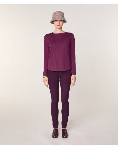 Pull Frieda 100% laine col rond violet cassis