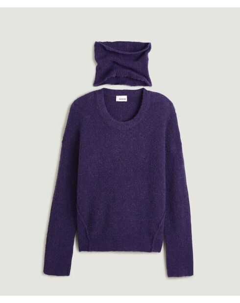 Pull Églantine col amovible violet foncé