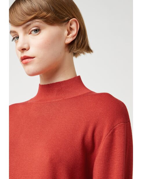 Pull Camélia col montant orange rouille