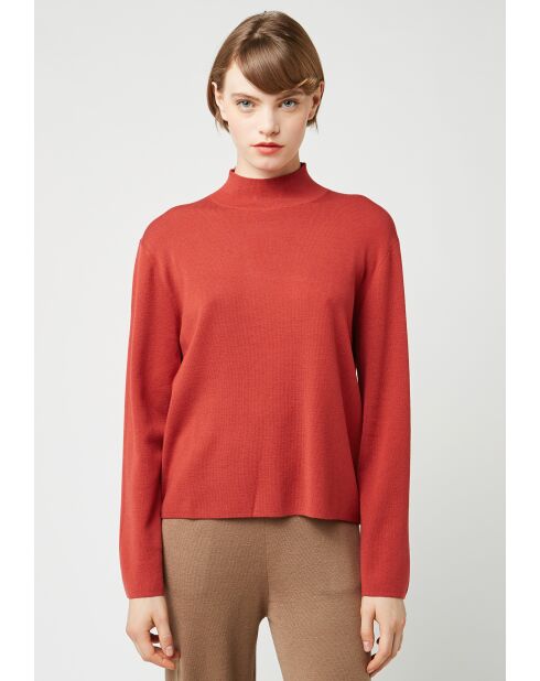 Pull Camélia col montant orange rouille