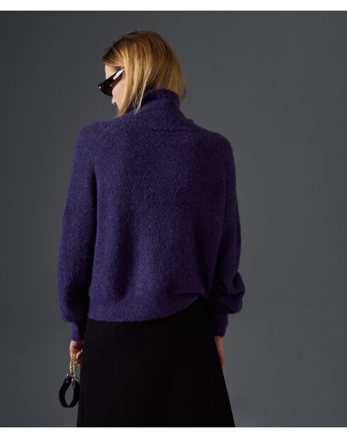 Pull Cordélia col roulé violet foncé