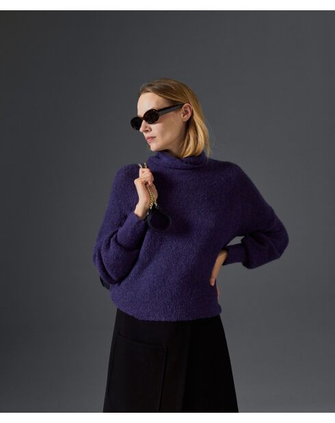 Pull Cordélia col roulé violet foncé