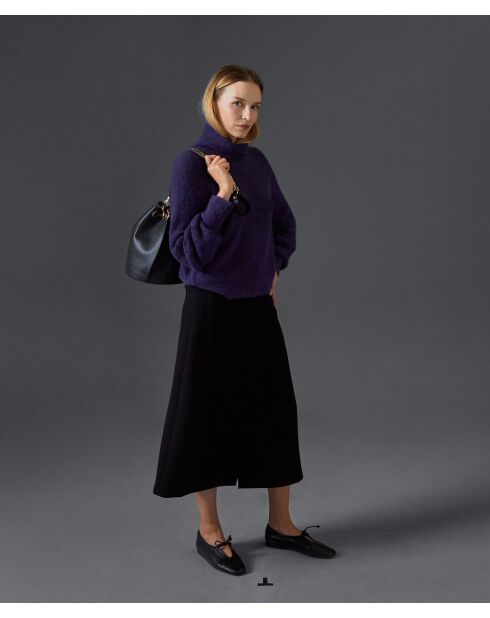 Pull Cordélia col roulé violet foncé