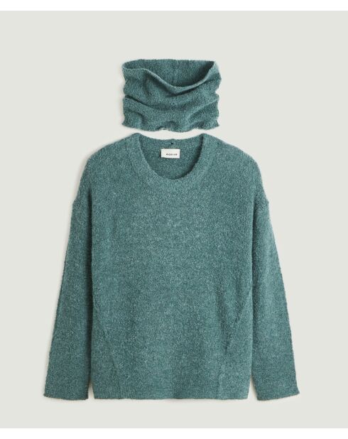 Pull Pensée col amovible vert de gris