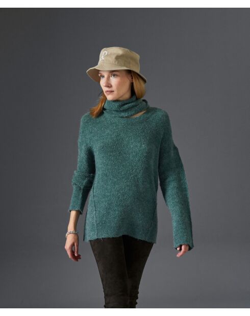 Pull Pensée col amovible vert de gris