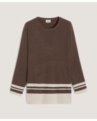 Pull Cheyenne rayures inférieures marron havane
