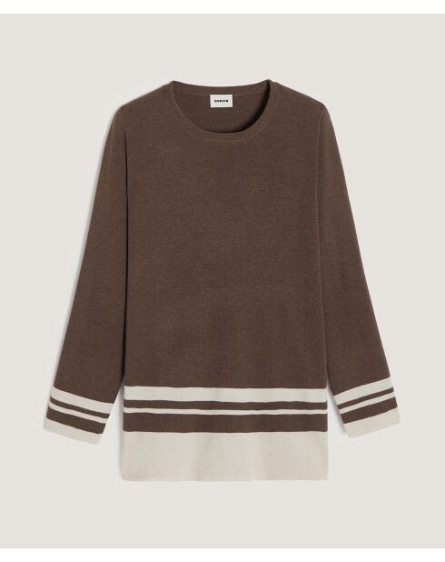 Pull Cheyenne rayures inférieures marron havane