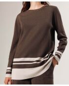Pull Cheyenne rayures inférieures marron havane